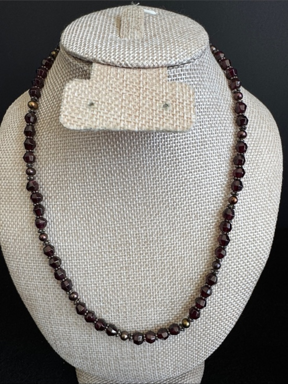 VTG Style Czech Cathedral Glass & Sterling Silver Bead Necklace - Picture 1 of 7